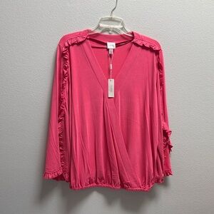 Cupio Women's Vibrant Pink Ruffle Blouse